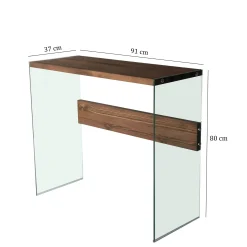 Console d'entrée minimaliste en verre et bois brun LHASA
