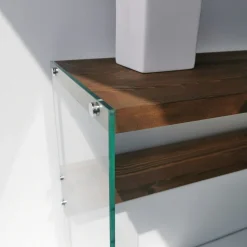 Console d'entrée minimaliste en verre et bois brun LHASA