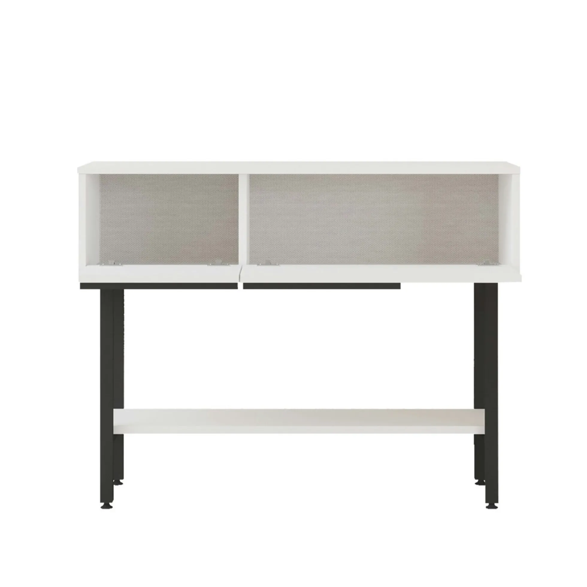Console d'entrée moderne noir et blanc et miroir rond JENA