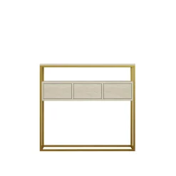 Console d'entrée rangements fermés, effet marbre beige JENA