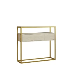 Console d'entrée rangements fermés, effet marbre beige JENA