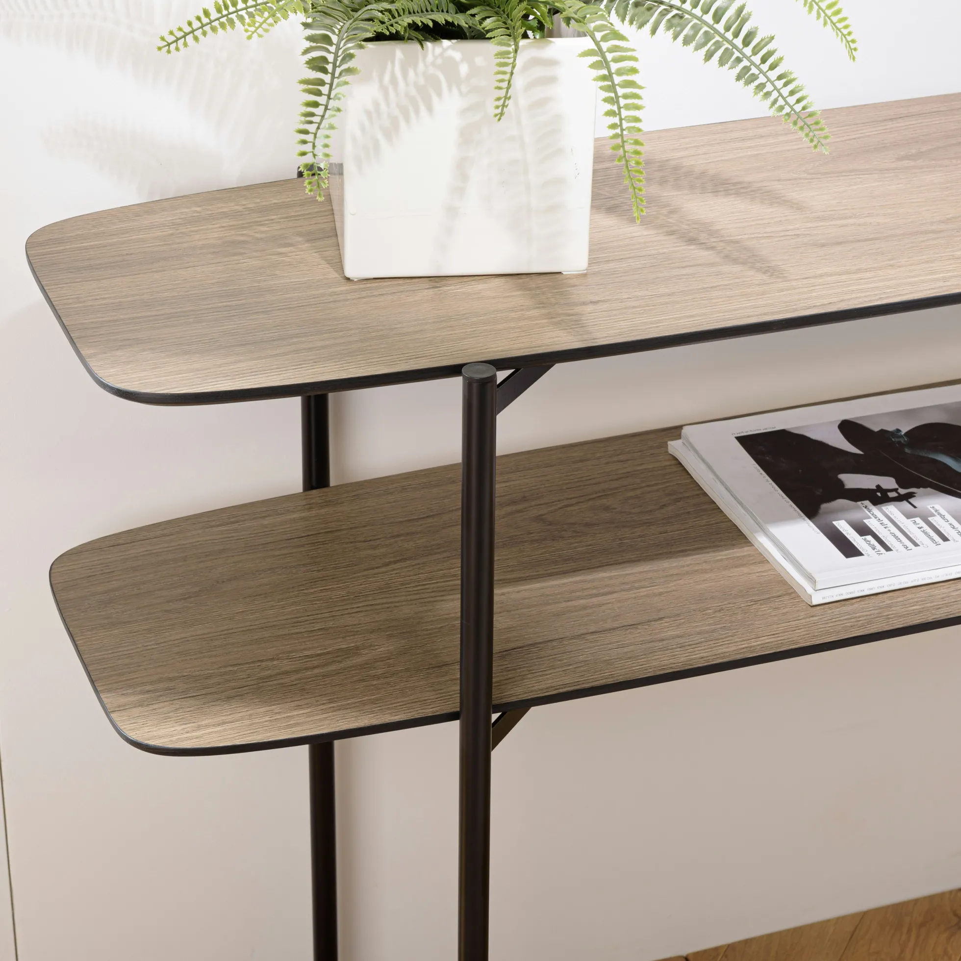 Console double plateau couleur bois LANDAISE