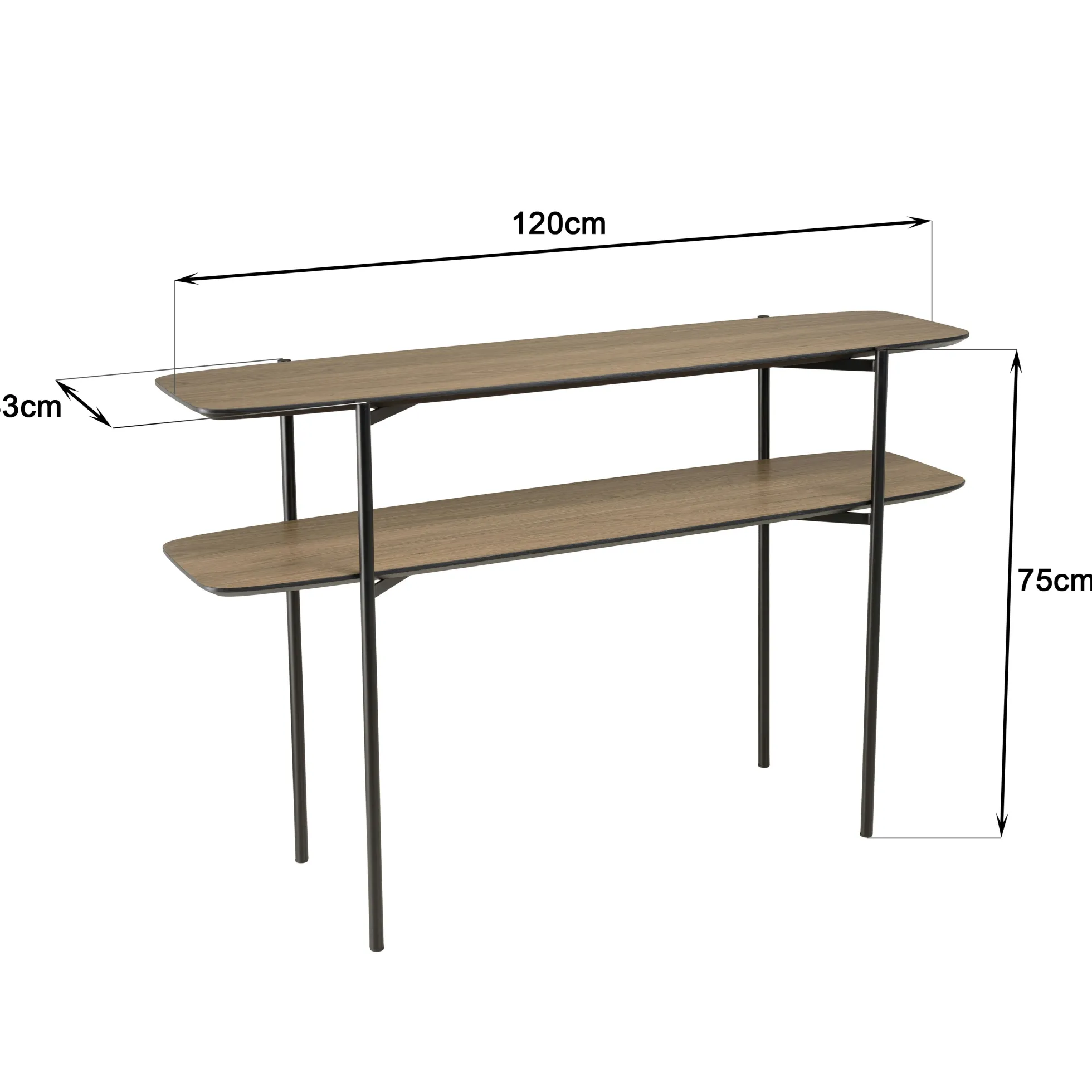 Console double plateau couleur bois LANDAISE