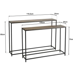 Console en métal aluminium doré et noir (lot de 2) ZALA