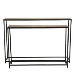 Console en métal aluminium doré et noir (lot de 2) ZALA