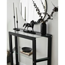 Console en verre et bois anthracite - 2 plateaux LHASA