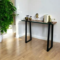Console epoxy lagon et bois d'acacia BORA