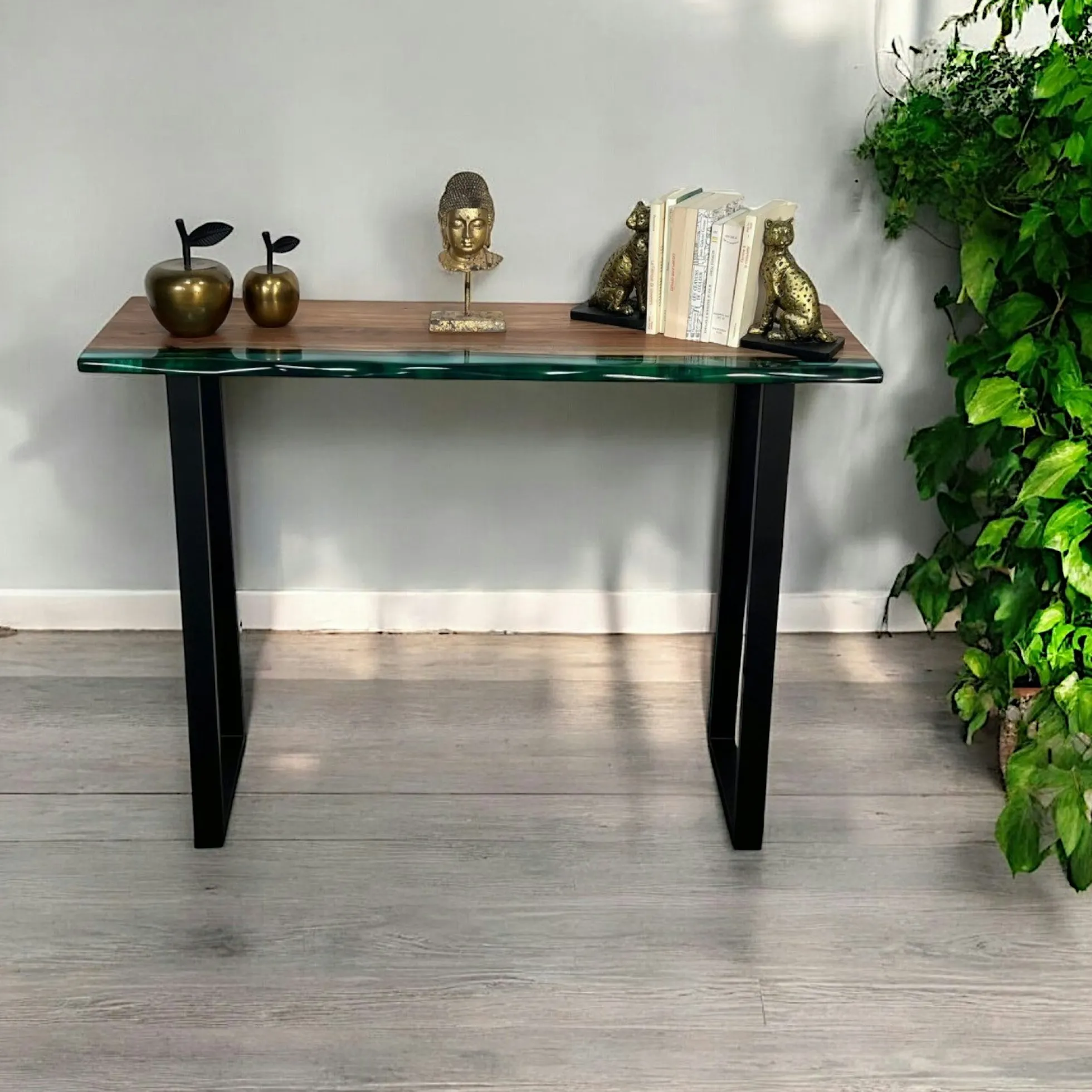 Console epoxy lagon et bois d'acacia BORA