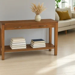 Console exotique bois acajou avec tiroirs 120cm LOLA