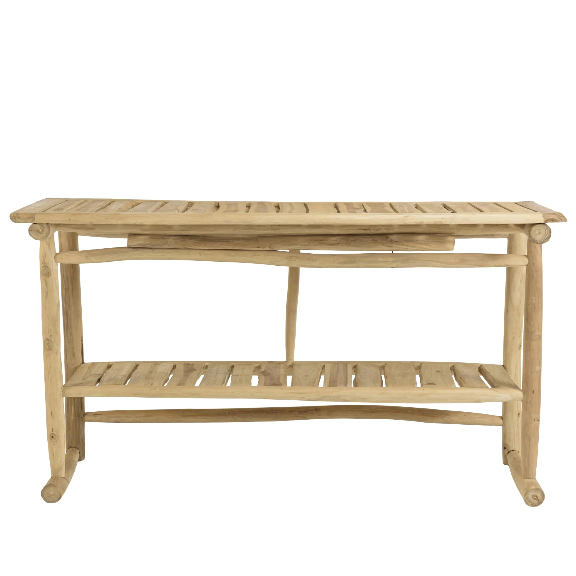 Console exotique teck naturel double plateau MANAK