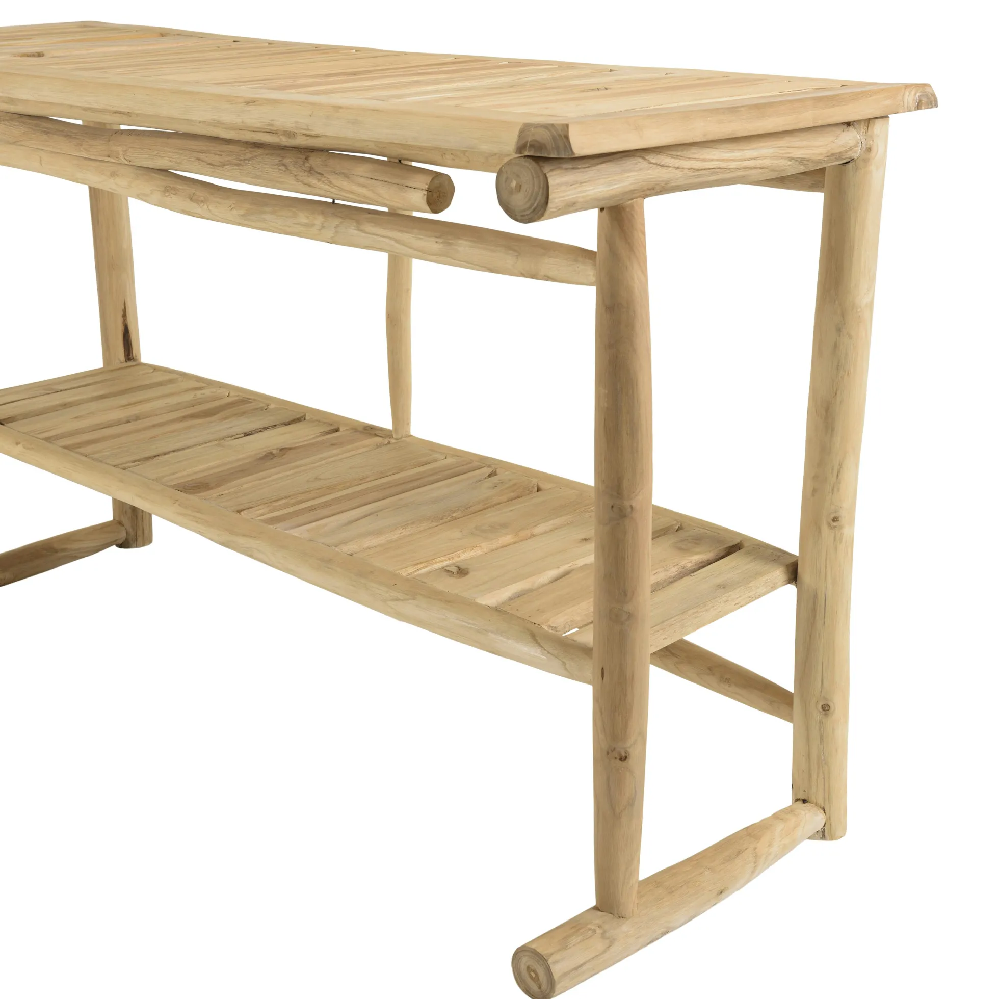 Console exotique teck naturel double plateau MANAK
