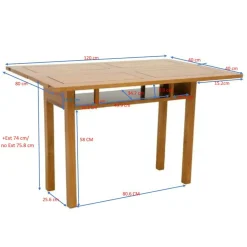 Console extensible en table repas hévéa 120cm HELENA