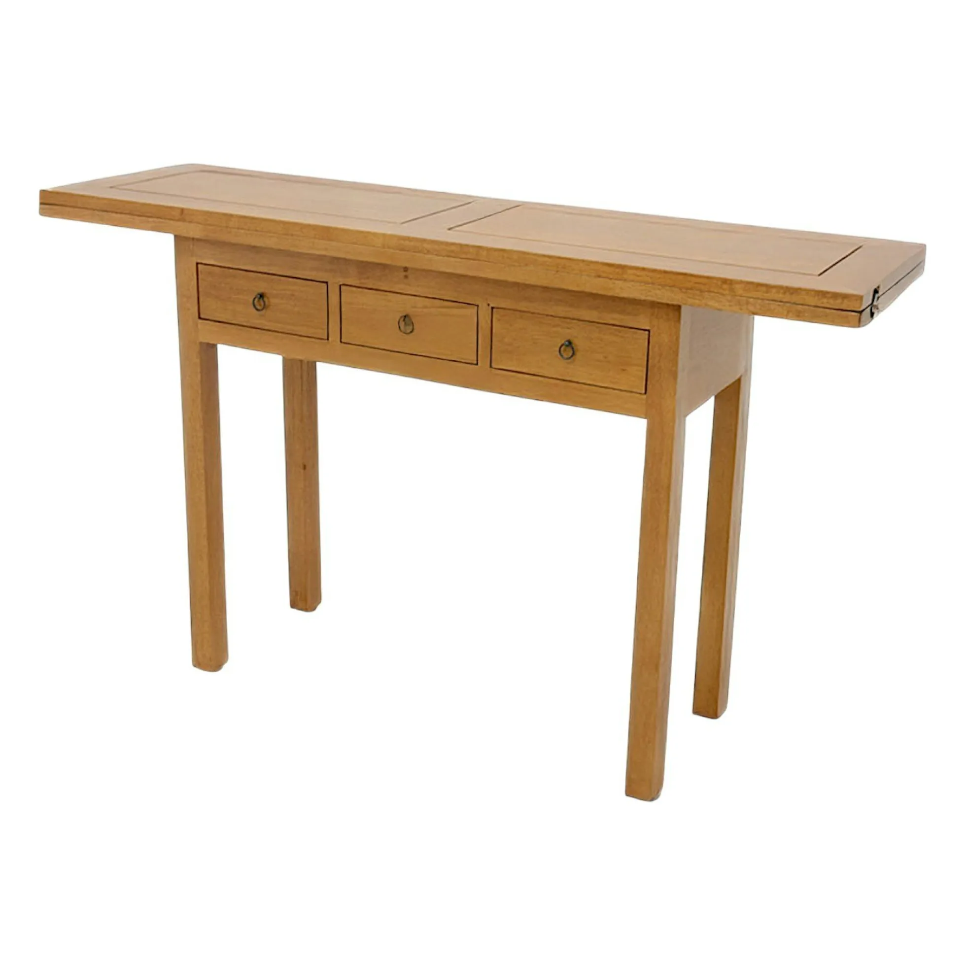 Console extensible en table à tiroirs hévéa 140cm HELENA