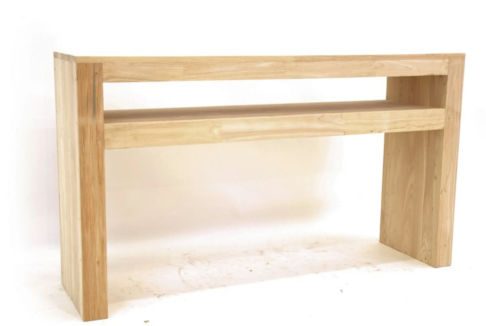 Console Hévéa double plateaux 150x40x86cm OLGA