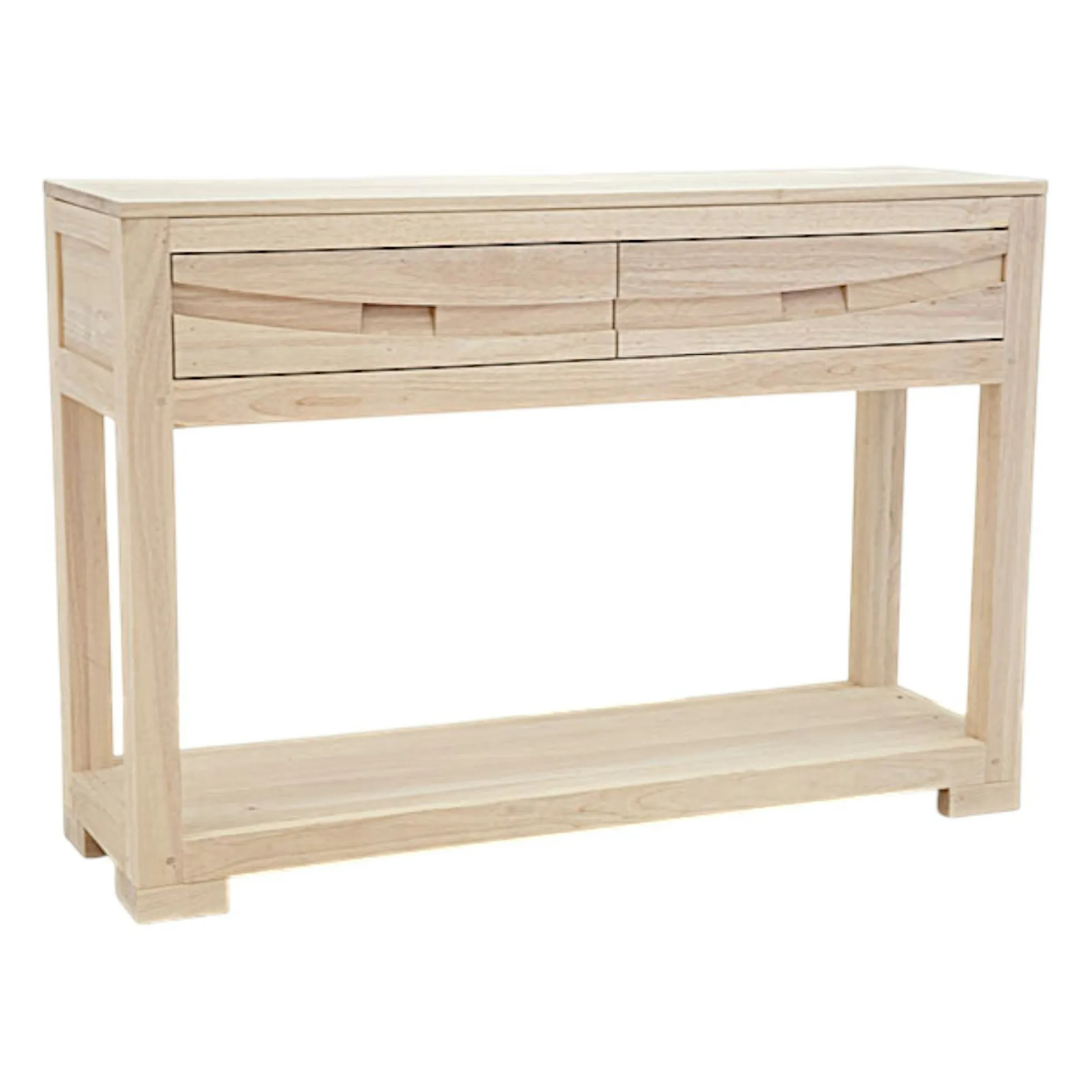 Console Hévéa 2 tiroirs, double plateaux 110x34x76cm NIAGARA