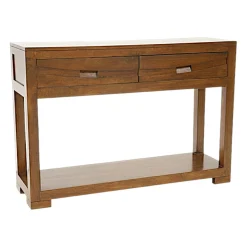 Console Hévéa 2 tiroirs, double plateaux 110x34x76cm NIAGARA