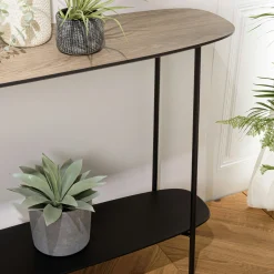 Console moderne 2 plateaux bords arrondis LANDAISE
