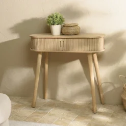 Console ovaleen bois couleur naturelle CASTILLE