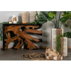 Console racine de teck contour bois noir ARIZONA