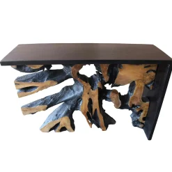 Console racine de teck contour bois noir ARIZONA