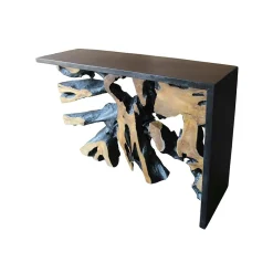 Console racine de teck contour bois noir ARIZONA
