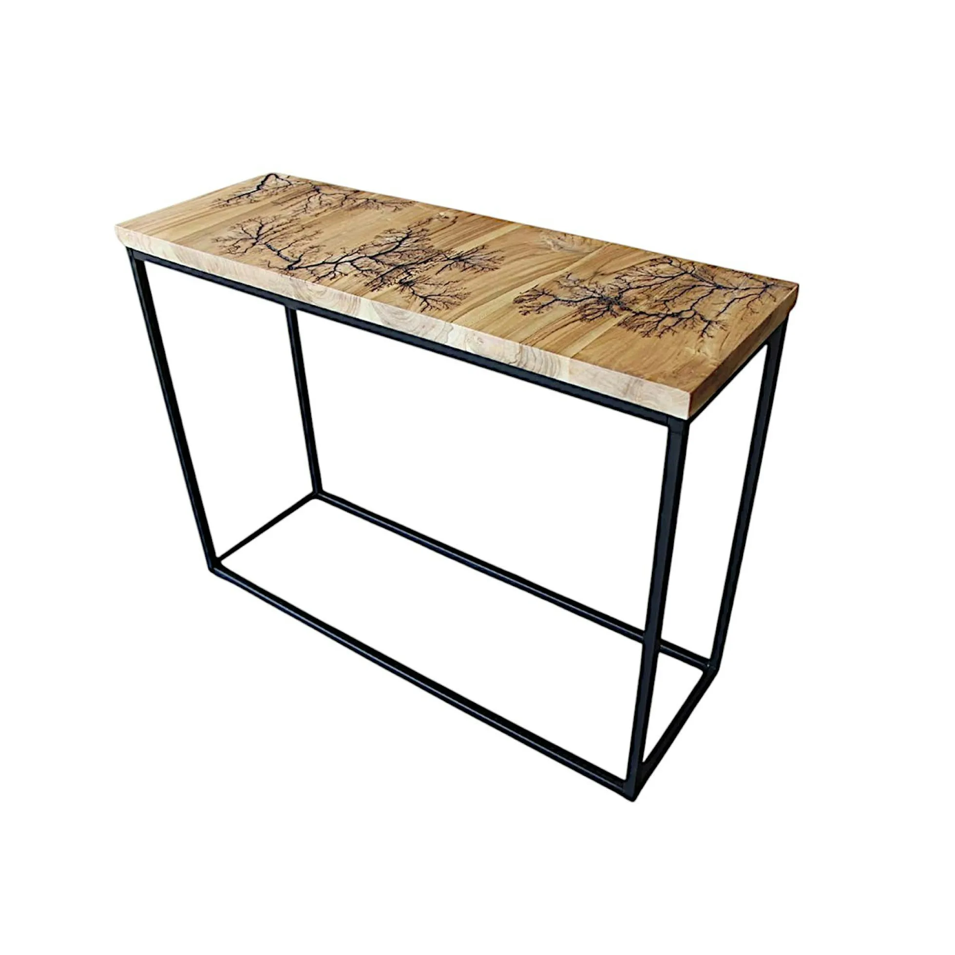 Console rectangulaire teck et pieds métal