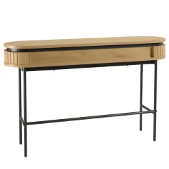 Console 2 tiroirs bords arrondis décor strié JINAN