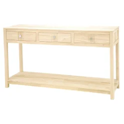 Console 3 tiroirs double plateau hévéa 150cm GALA
