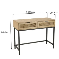 Console 2 tiroirs en cannage rotin naturel PALMA