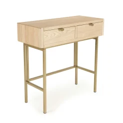 Console 2 tiroirs pieds et poignées dorés CORDOUE