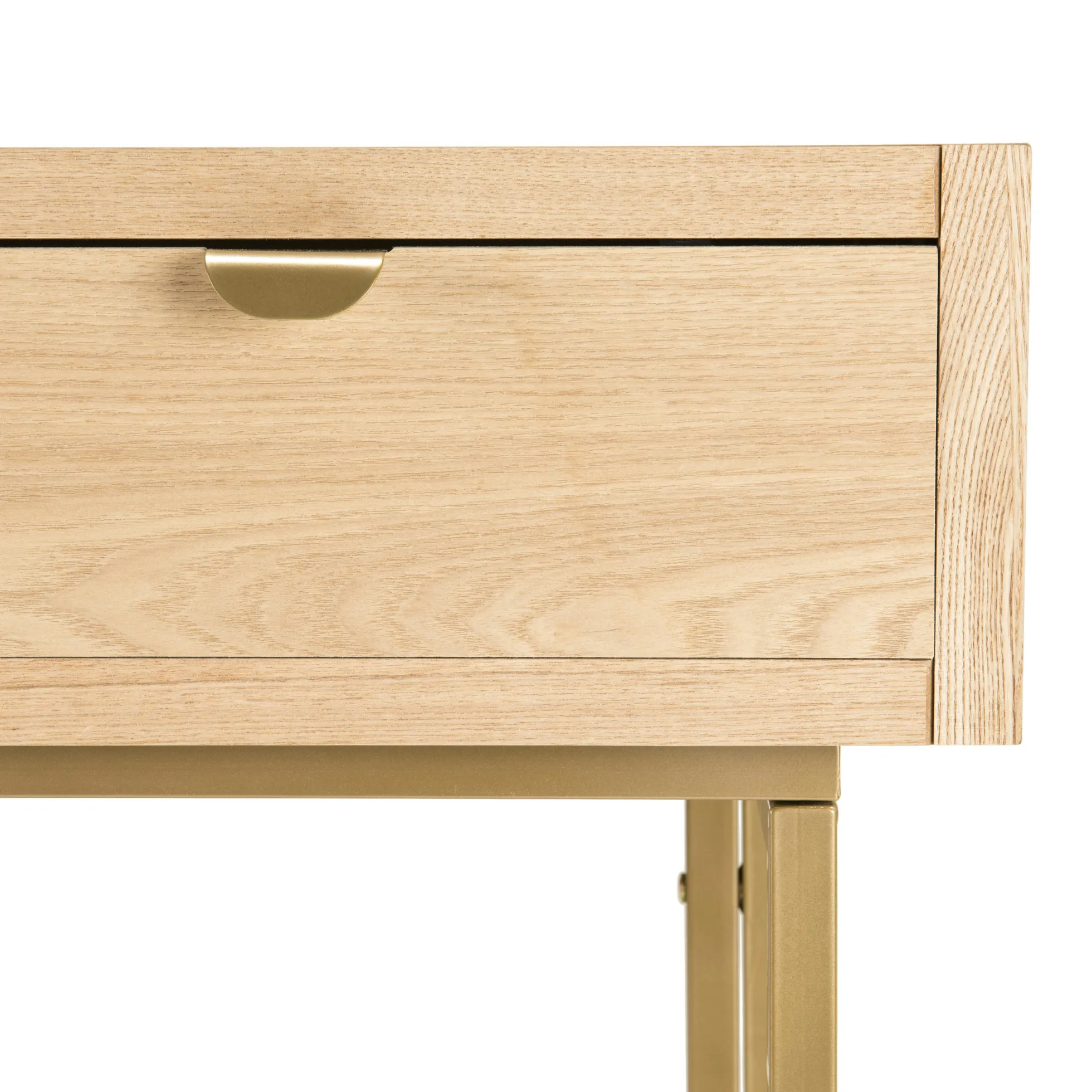 Console 2 tiroirs pieds et poignées dorés CORDOUE