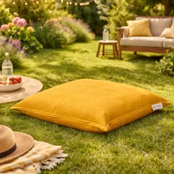 Coussin pouf extérieur jaune ARTA