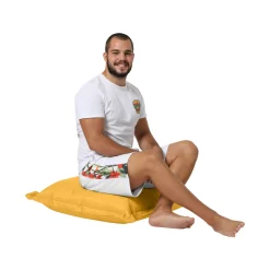 Coussin pouf extérieur jaune ARTA