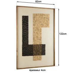 Décoration murale bois et tissu mosaïques beiges/noires 82 x 122 cm DENVER