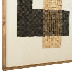 Décoration murale bois et tissu mosaïques beiges/noires 82 x 122 cm DENVER