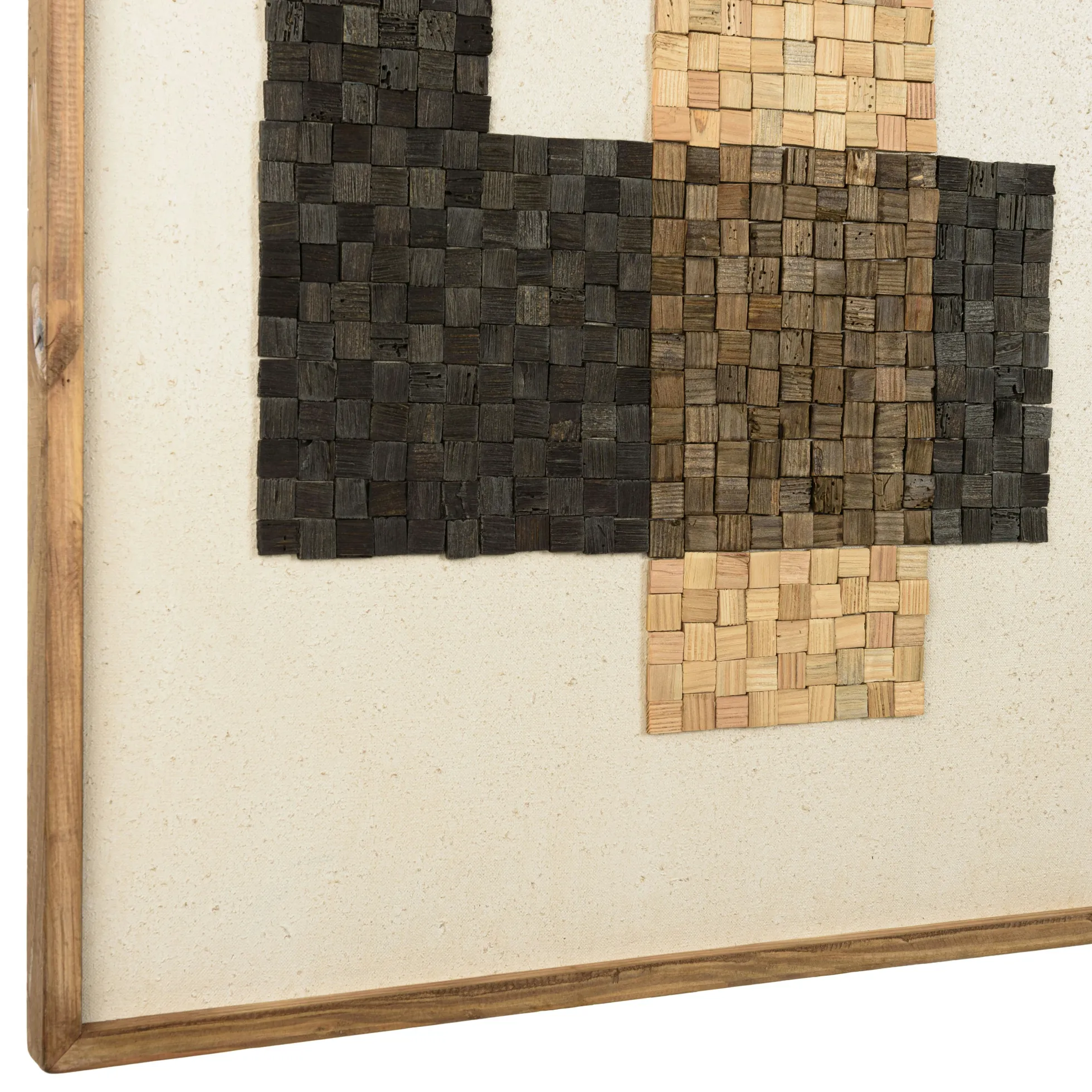 Décoration murale bois et tissu mosaïques beiges/noires 82 x 122 cm DENVER