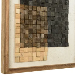 Décoration murale bois et tissu mosaïques beiges/noires 42 x 62 cm DENVER