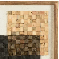Décoration murale bois et tissu mosaïques beiges/noires 42 x 62 cm DENVER