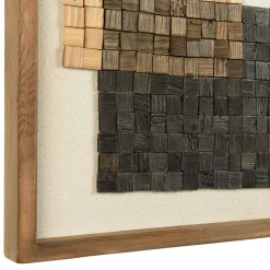 Décoration murale bois et tissu décor 3 mosaïques 42 x 62 cm DENVER