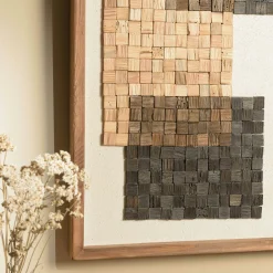 Décoration murale bois et tissu décor 3 mosaïques 42 x 62 cm DENVER