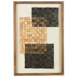 Décoration murale bois et tissu décor 3 mosaïques 42 x 62 cm DENVER