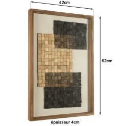 Décoration murale bois et tissu décor 3 mosaïques 42 x 62 cm DENVER