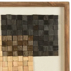Décoration murale bois et tissu décor 3 mosaïques 42 x 62 cm DENVER