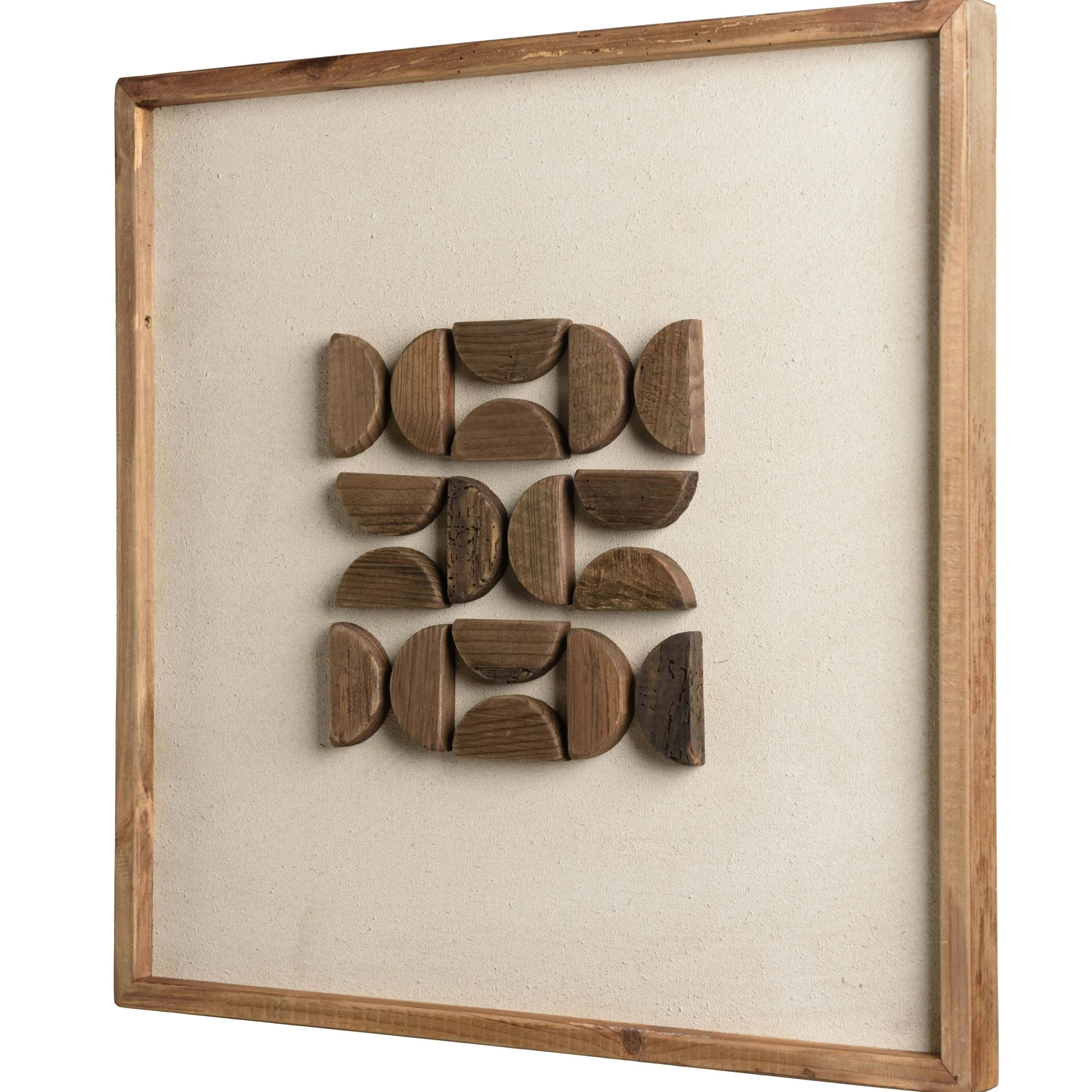 Décoration murale carrée motifs bois sur fond blanc DENVER