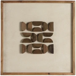 Décoration murale carrée motifs bois sur fond blanc DENVER