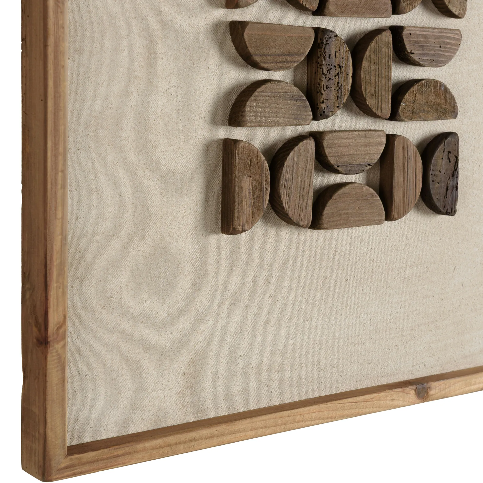 Décoration murale carrée motifs bois sur fond blanc DENVER
