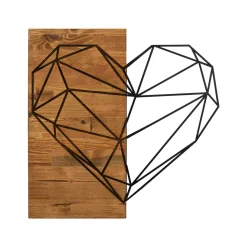 Décoration murale chambre – cœur métal et bois
