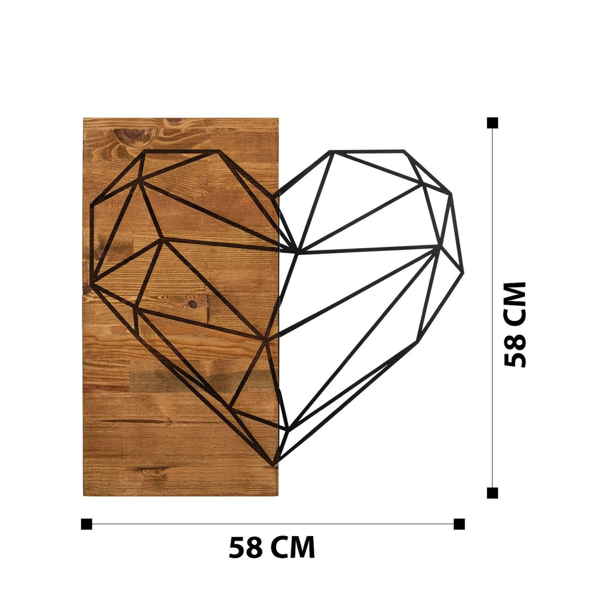 Décoration murale chambre – cœur métal et bois