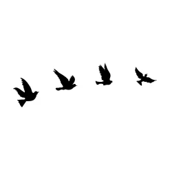 Décoration murale en métal noir – oiseaux en vol (lot de 4)