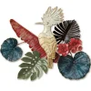 Décoration murale en métal oiseau exotique dans jardin